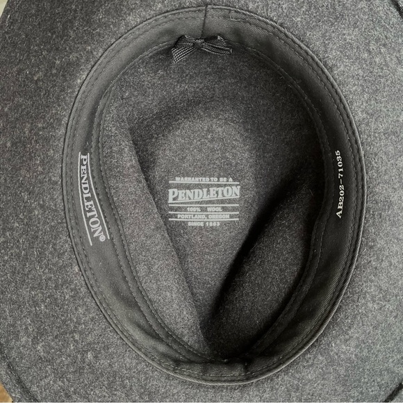 Pendleton 100% Wool Fedora Brimmed Hat In Charcoal Gray - Picture 7 of 16
